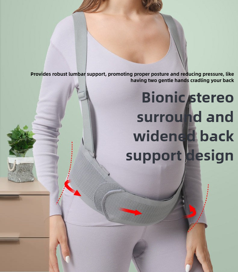 Maternity Belly Support Belt - Breathable Prenatal Abdominal Support Band with Shoulder Straps