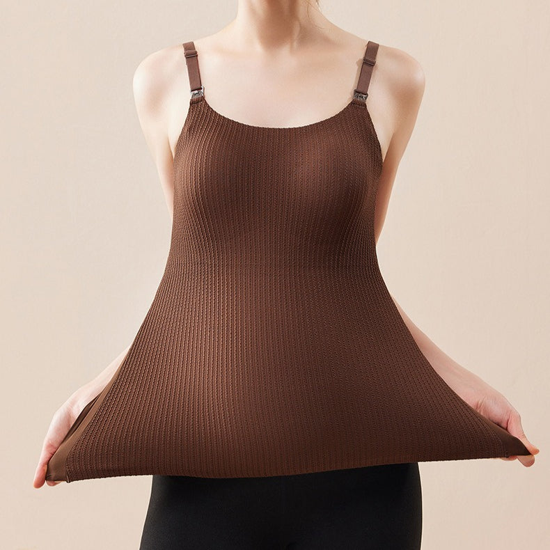 Nursing Camisole Bra - Thermal Velvet Breastfeeding Tank Top with Built-in Support