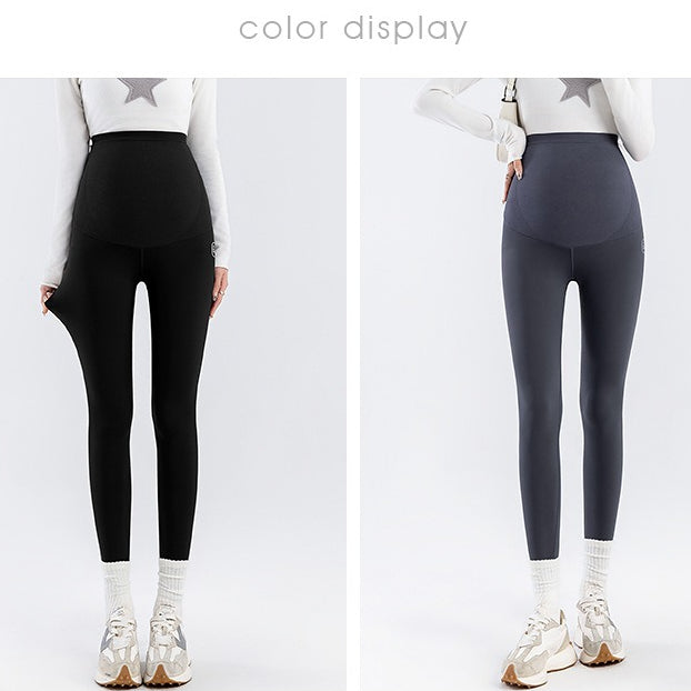 Maternity leggings shark pants spring, autumn and winter new velvet thickened outer wear large size high elastic belly support pants autumn wear