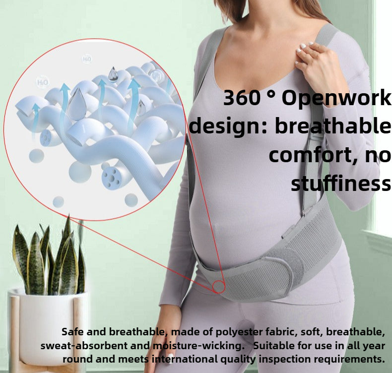 Maternity Belly Support Belt - Breathable Prenatal Abdominal Support Band with Shoulder Straps