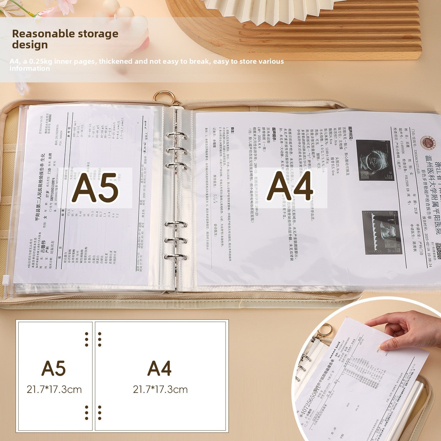 Maternity Medical Records Organizer - A5 Pregnancy Document Storage Folder with Zipper