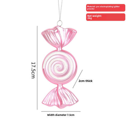 Christmas decoration dopamine candy pendant gold pink plastic painted candy Christmas tree arrangement pendant hanging