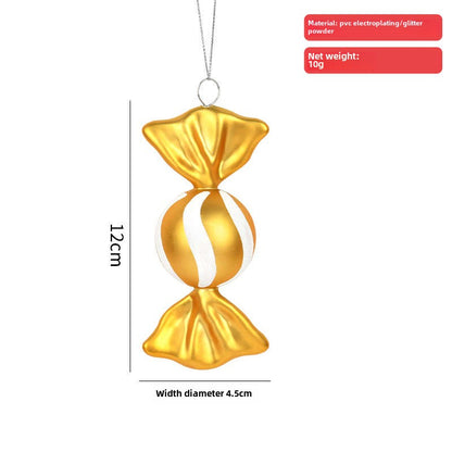 Christmas decoration dopamine candy pendant gold pink plastic painted candy Christmas tree arrangement pendant hanging