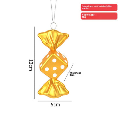 Christmas decoration dopamine candy pendant gold pink plastic painted candy Christmas tree arrangement pendant hanging