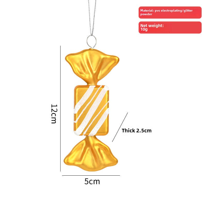 Christmas decoration dopamine candy pendant gold pink plastic painted candy Christmas tree arrangement pendant hanging