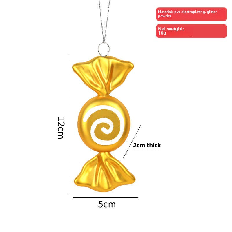 Christmas decoration dopamine candy pendant gold pink plastic painted candy Christmas tree arrangement pendant hanging