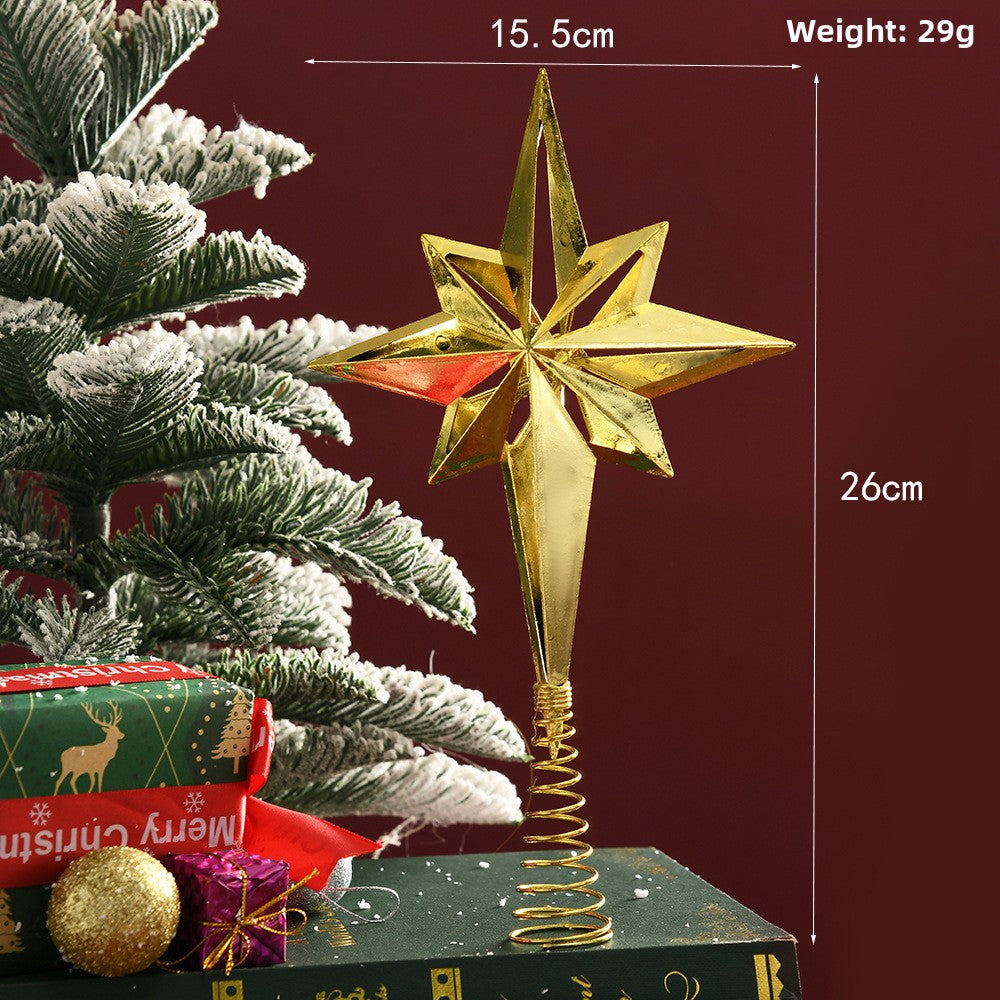 Christmas tree top star electroplated plastic hollow decoration Christmas tree five-pointed star snowflake five-pointed star