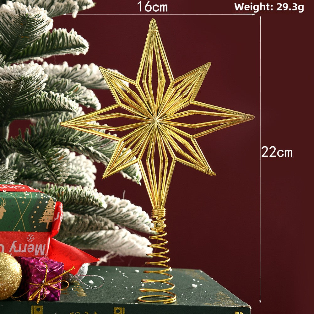 Christmas tree top star electroplated plastic hollow decoration Christmas tree five-pointed star snowflake five-pointed star