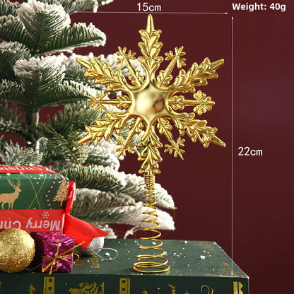 Christmas tree top star electroplated plastic hollow decoration Christmas tree five-pointed star snowflake five-pointed star