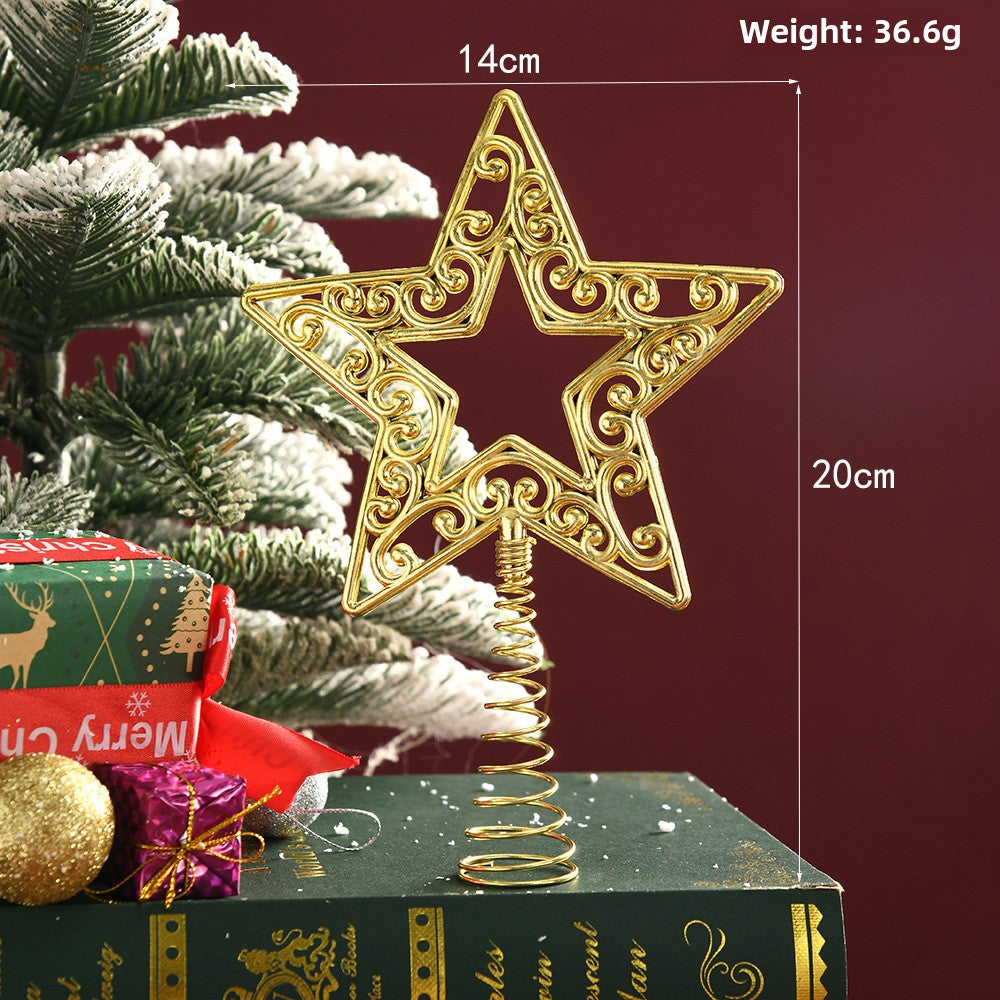 Christmas tree top star electroplated plastic hollow decoration Christmas tree five-pointed star snowflake five-pointed star