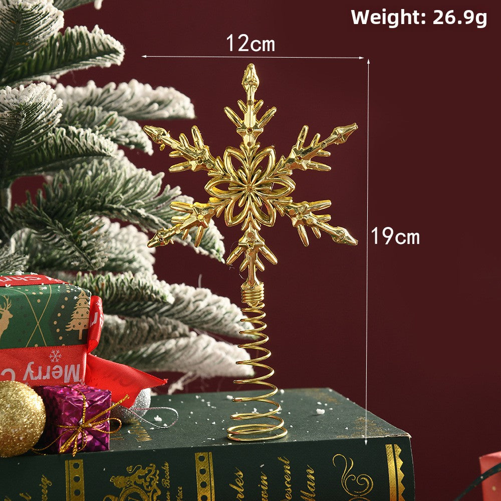 Christmas tree top star electroplated plastic hollow decoration Christmas tree five-pointed star snowflake five-pointed star