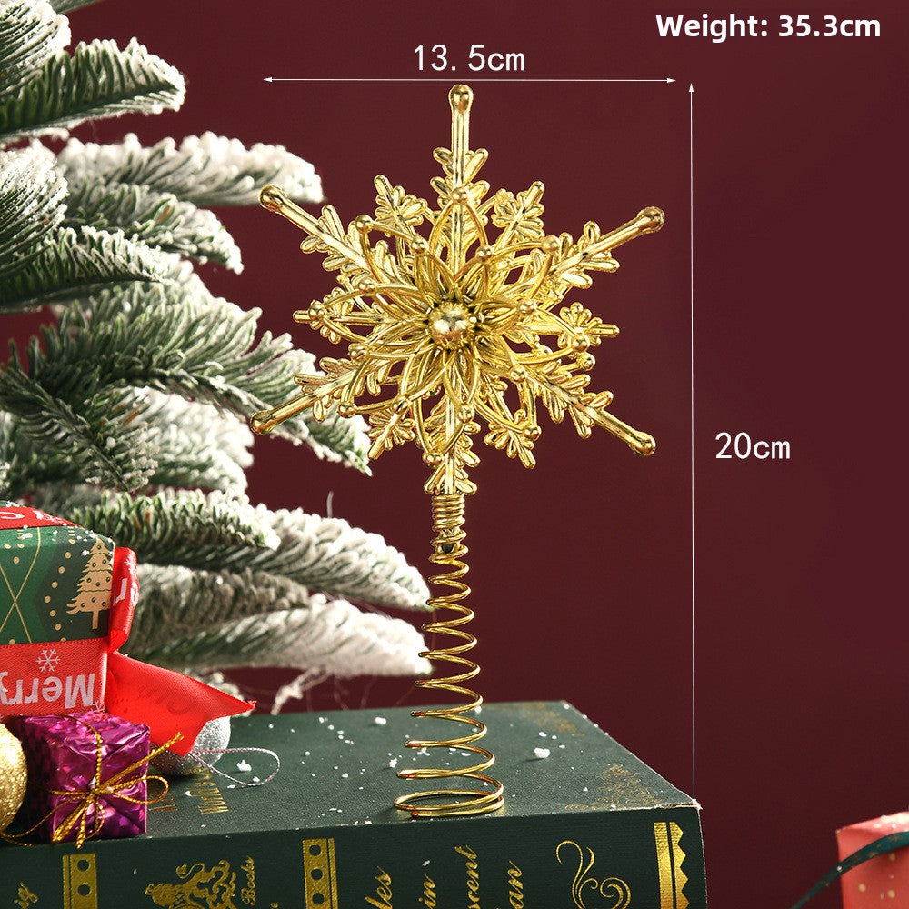 Christmas tree top star electroplated plastic hollow decoration Christmas tree five-pointed star snowflake five-pointed star