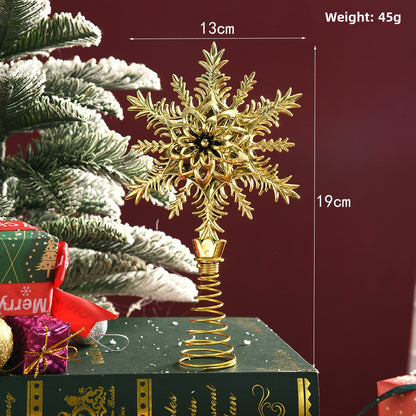 Christmas tree top star electroplated plastic hollow decoration Christmas tree five-pointed star snowflake five-pointed star